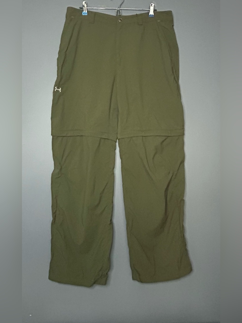 Under Armour Convertible Hiking Pants Mens 38x34 Green Zip Off Gorpcore Outdoor